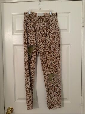 One Teaspoon Beige Leopard Print Jeans